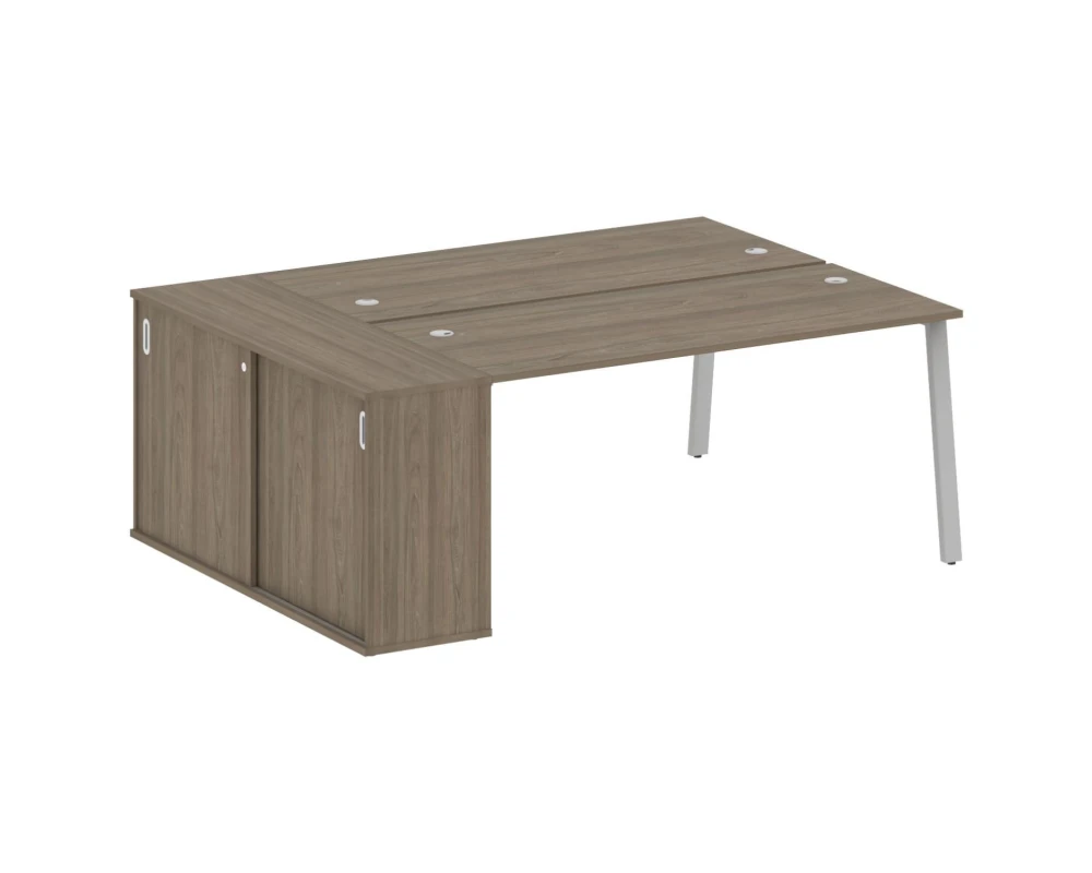 Рабочая станция на А-образном м/к с опорным шкафом-купе 201x147,5x75 Метал Систем / Metal System