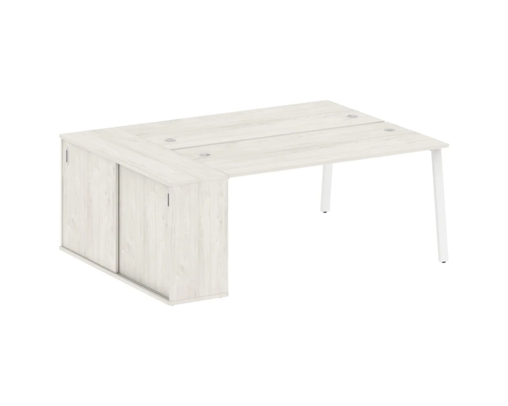 Рабочая станция на А-образном м/к с опорным шкафом-купе 201x147,5x75 Метал Систем / Metal System