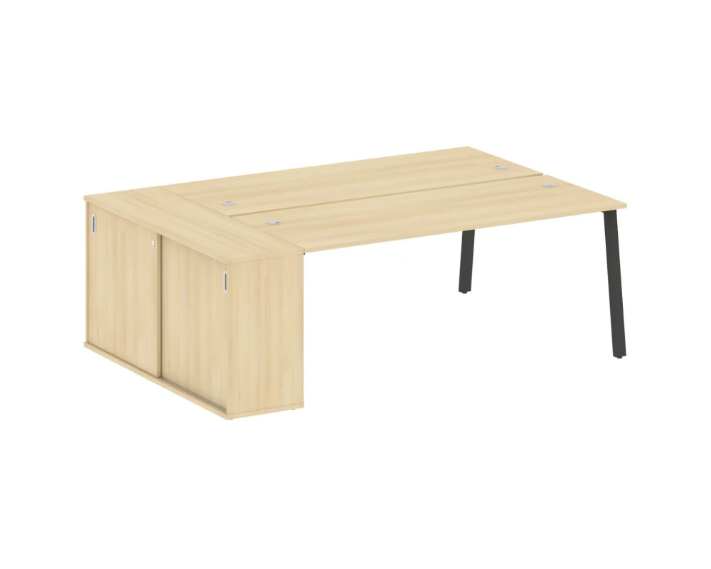 Рабочая станция на А-образном м/к с опорным шкафом-купе 221x147,5x75 Метал Систем / Metal System