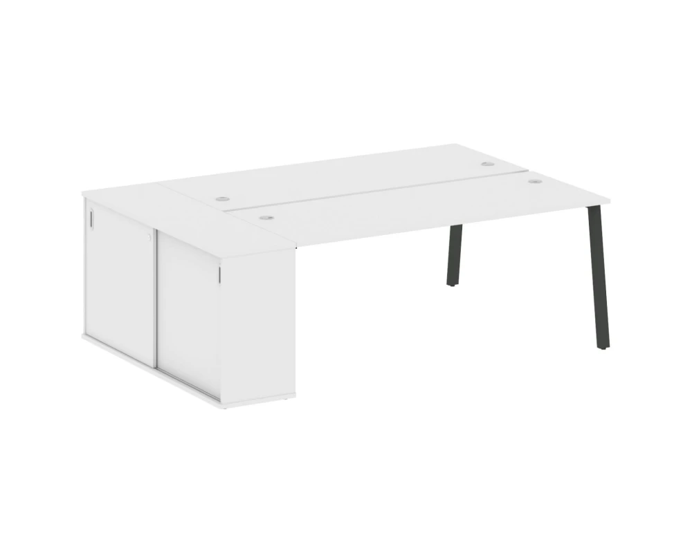 Рабочая станция на А-образном м/к с опорным шкафом-купе 221x147,5x75 Метал Систем / Metal System