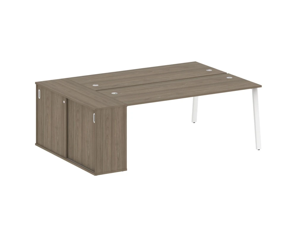 Рабочая станция на А-образном м/к с опорным шкафом-купе 221x147,5x75 Метал Систем / Metal System