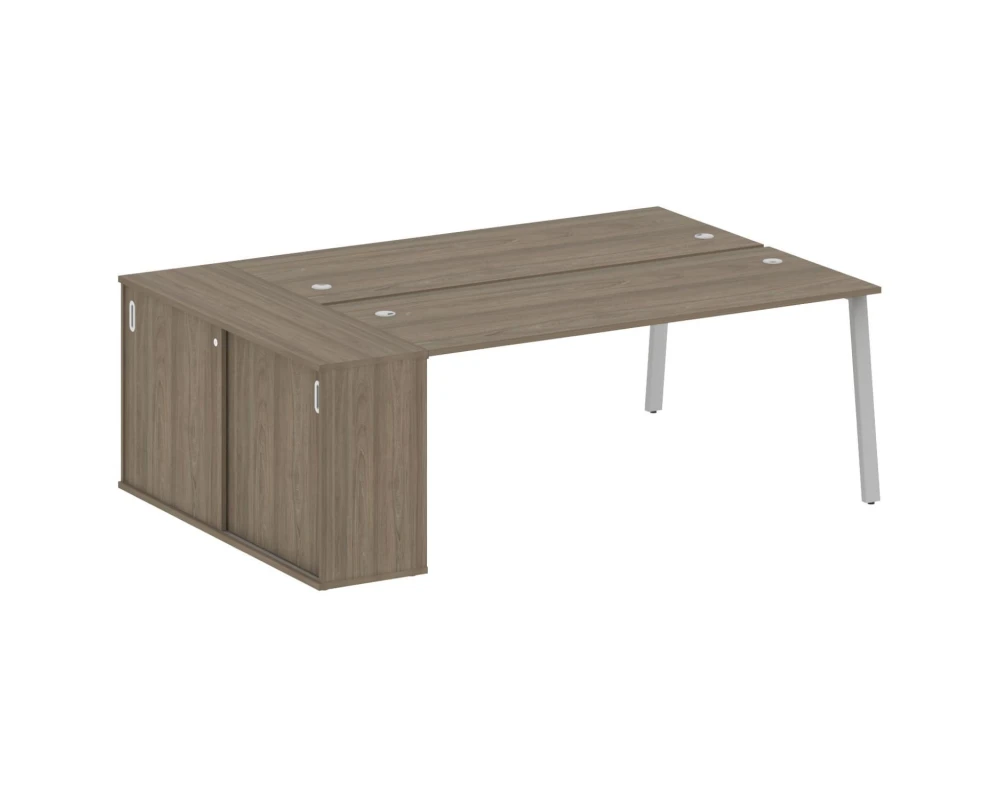 Рабочая станция на А-образном м/к с опорным шкафом-купе 221x147,5x75 Метал Систем / Metal System