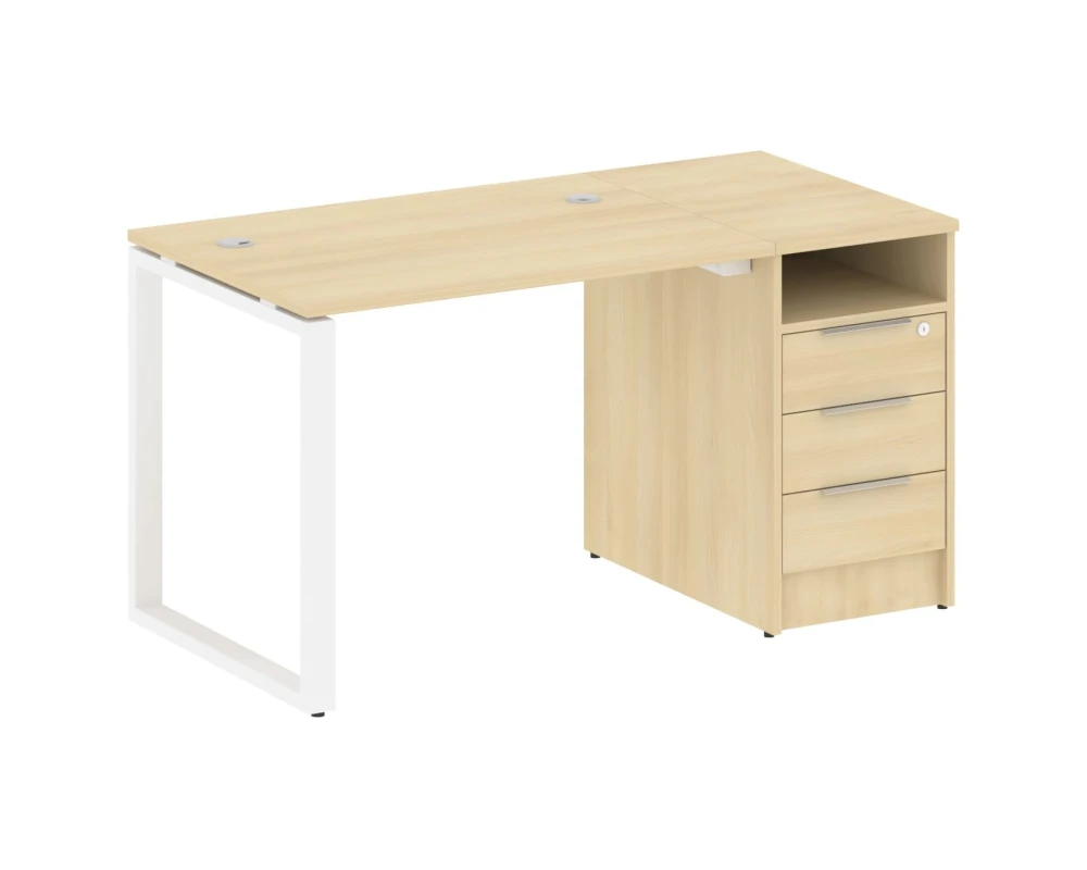 Рабочая станция на О-образном м/к с опорной тумбой 141,2x72x75 Метал Систем / Metal System