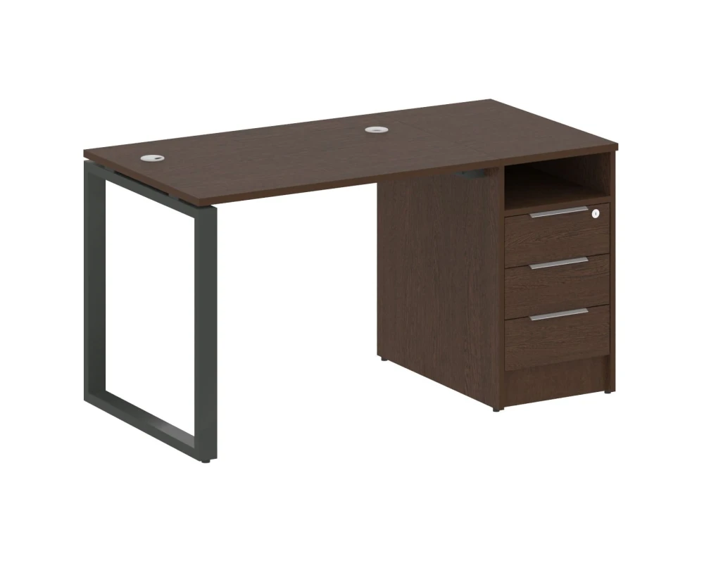 Рабочая станция на О-образном м/к с опорной тумбой 141,2x72x75 Метал Систем / Metal System