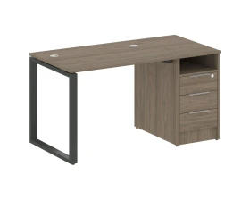 Рабочая станция на О-образном м/к с опорной тумбой 141,2x72x75 Метал Систем / Metal System images