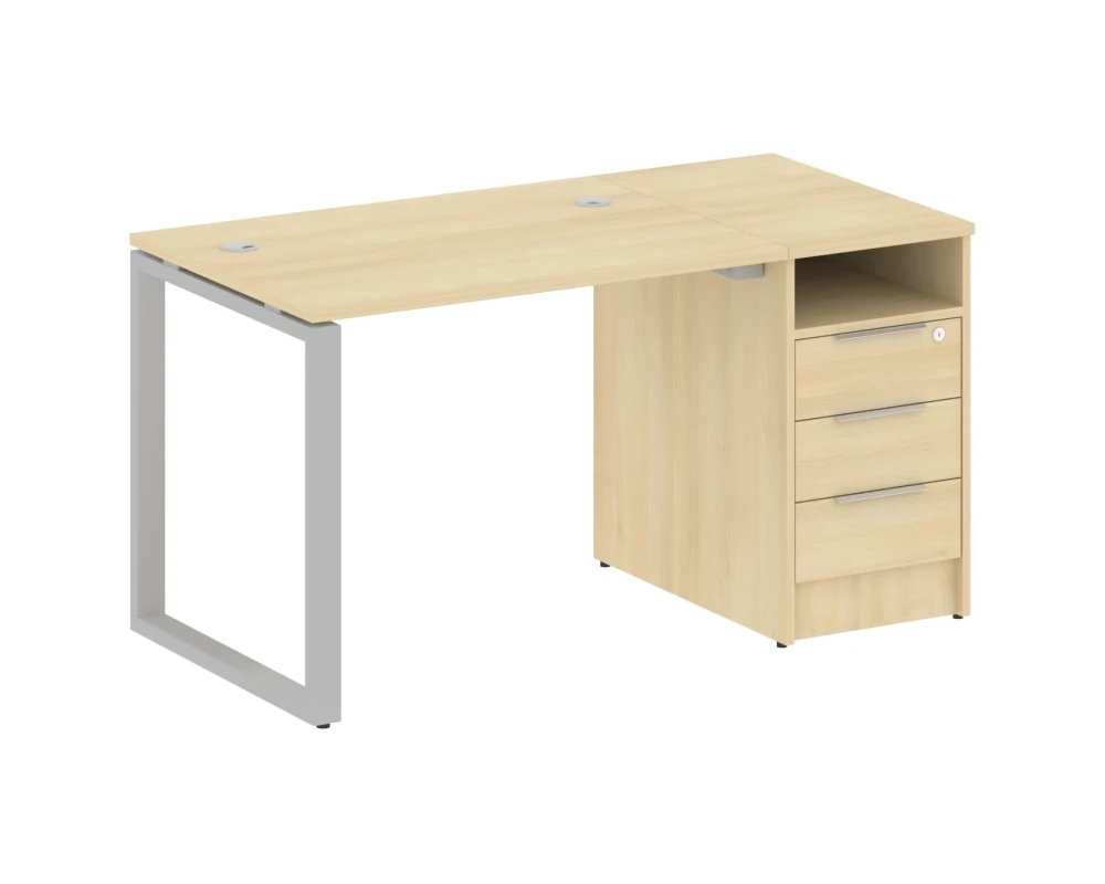 Рабочая станция на О-образном м/к с опорной тумбой 141,2x72x75 Метал Систем / Metal System