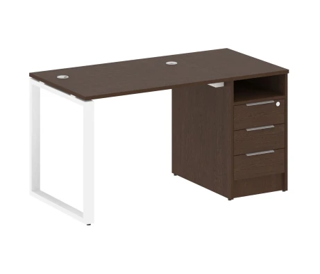 Офисный стол на О-образном м/к с опорной тумбой 141,2x72x75 Метал Систем / Metal System