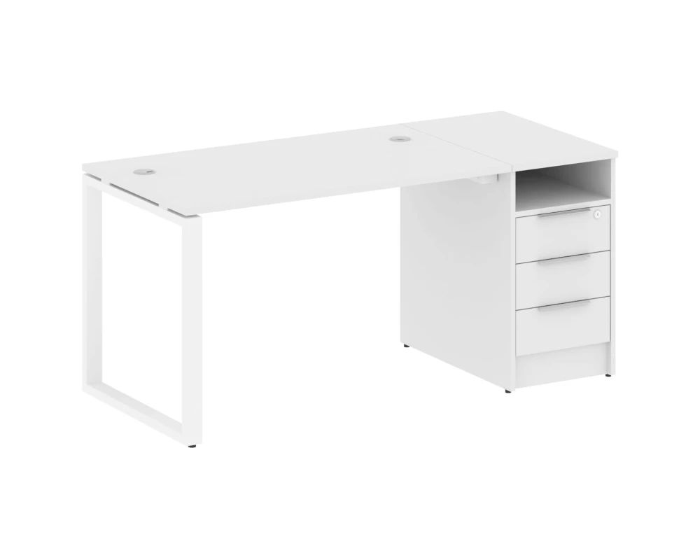 Рабочая станция на О-образном м/к с опорной тумбой 161,2x72x75 Метал Систем / Metal System