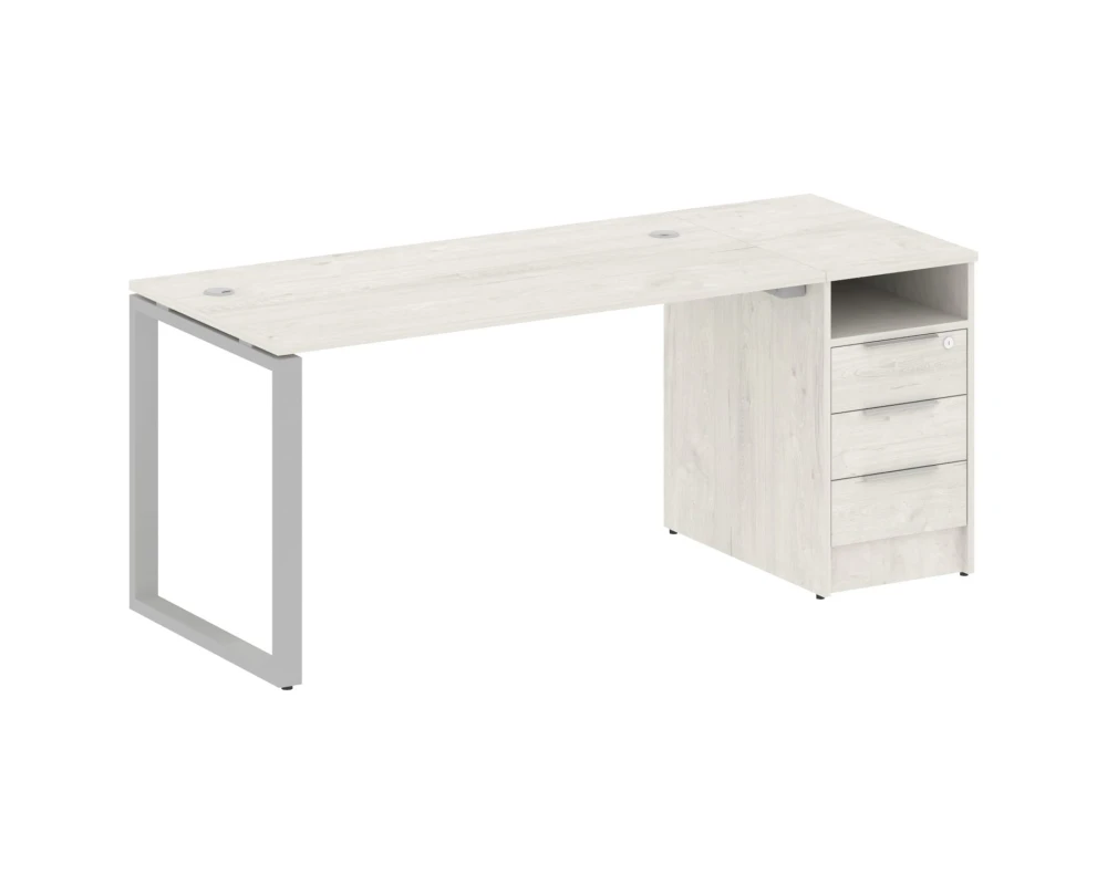 Рабочая станция на О-образном м/к с опорной тумбой 181,2x72x75 Метал Систем / Metal System