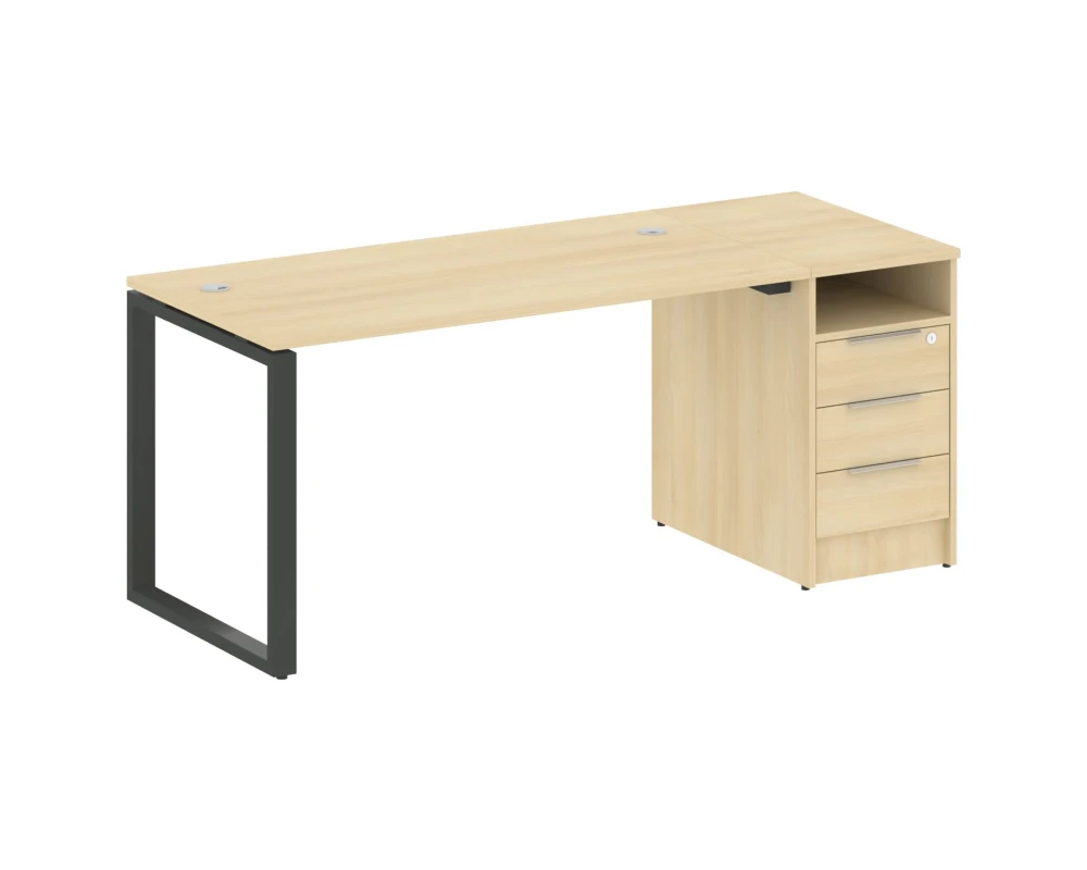 Рабочая станция на О-образном м/к с опорной тумбой 181,2x72x75 Метал Систем / Metal System