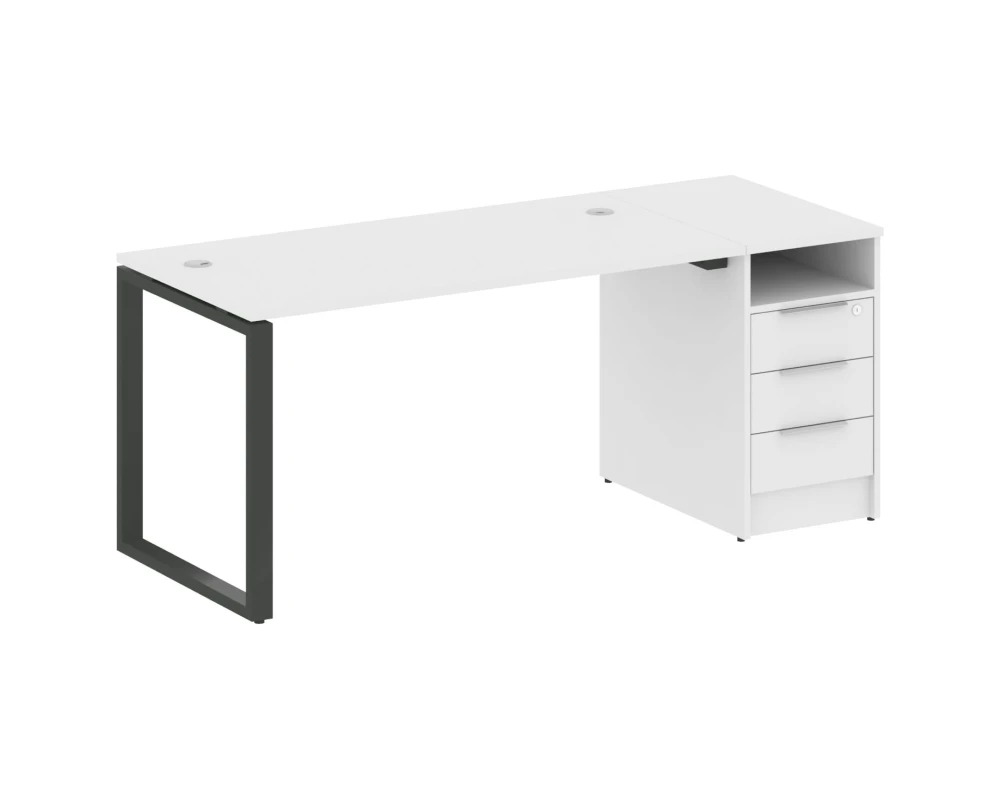 Рабочая станция на О-образном м/к с опорной тумбой 181,2x72x75 Метал Систем / Metal System