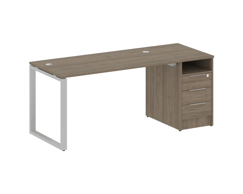 Рабочая станция на О-образном м/к с опорной тумбой 181,2x72x75 Метал Систем / Metal System