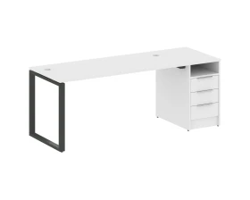 Рабочая станция на О-образном м/к с опорной тумбой 201,2x72x75 Метал Систем / Metal System images