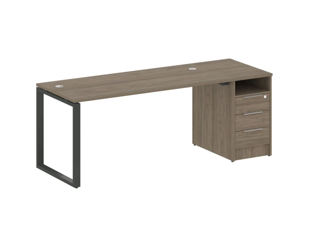 Рабочая станция на О-образном м/к с опорной тумбой 201,2x72x75 Метал Систем / Metal System