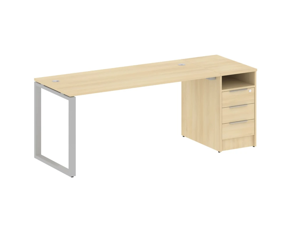 Рабочая станция на О-образном м/к с опорной тумбой 201,2x72x75 Метал Систем / Metal System