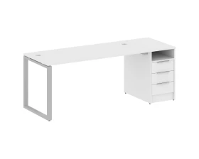 Рабочая станция на О-образном м/к с опорной тумбой 201,2x72x75 Метал Систем / Metal System images