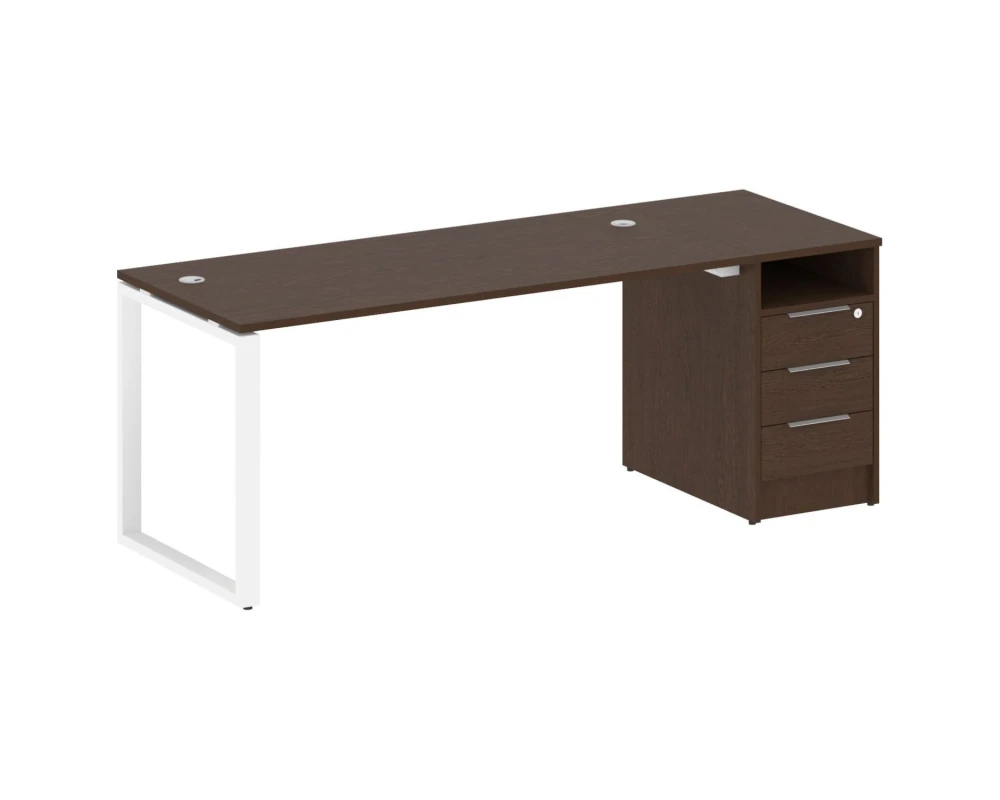 Рабочая станция на О-образном м/к с опорной тумбой 201,2x72x75 Метал Систем / Metal System