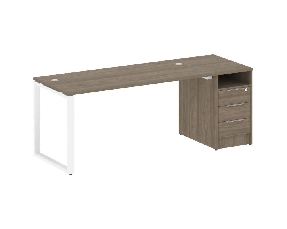 Рабочая станция на О-образном м/к с опорной тумбой 201,2x72x75 Метал Систем / Metal System