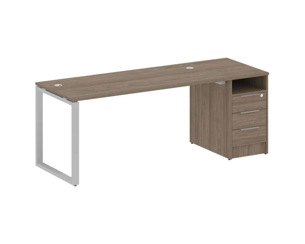 Рабочая станция на О-образном м/к с опорной тумбой 201,2x72x75 Метал Систем / Metal System