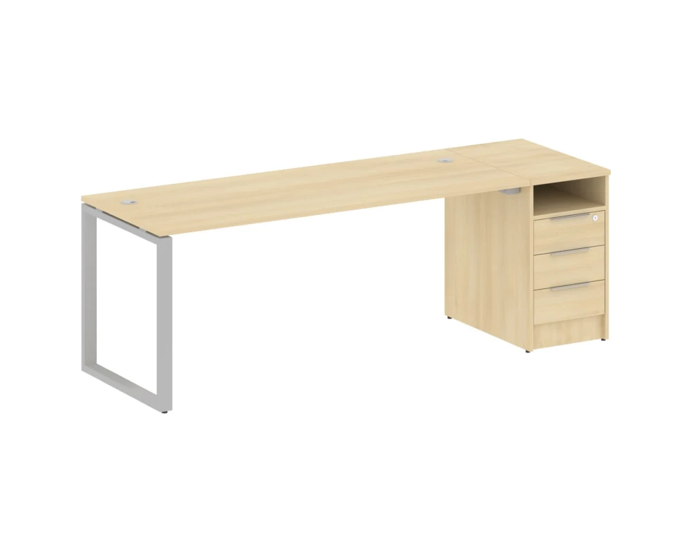 Рабочая станция на О-образном м/к с опорной тумбой 221,2x72x75 Метал Систем / Metal System