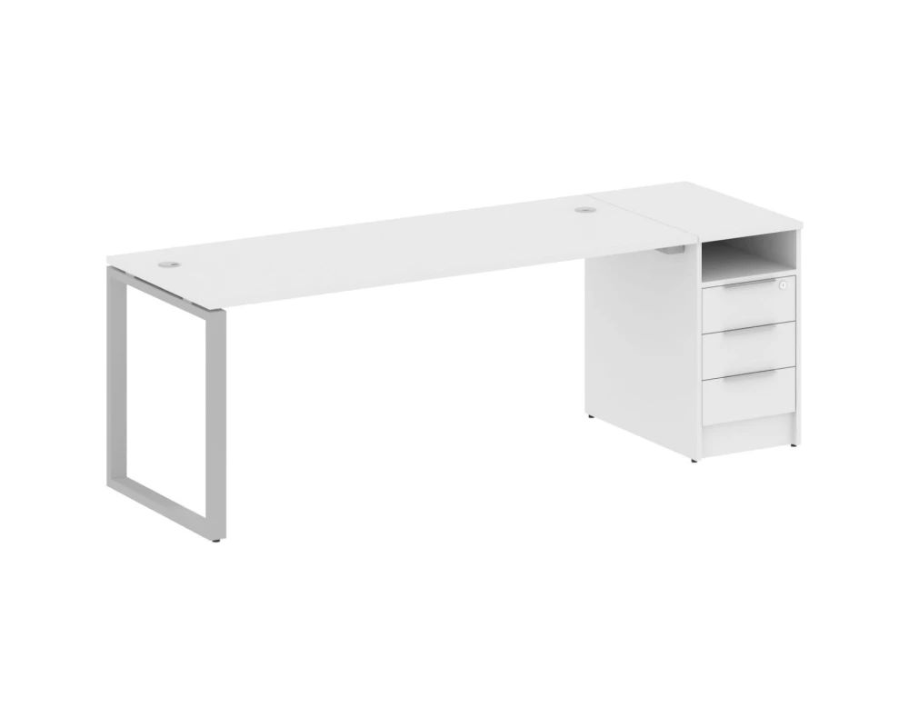 Рабочая станция на О-образном м/к с опорной тумбой 221,2x72x75 Метал Систем / Metal System