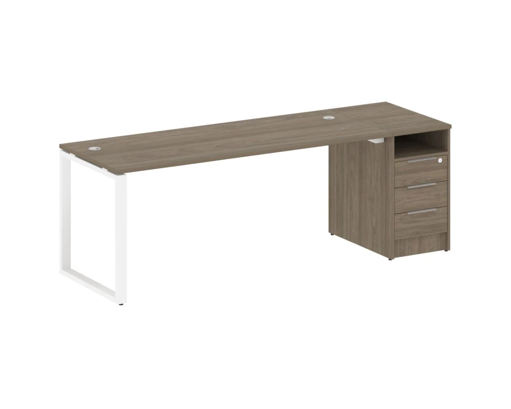 Рабочая станция на О-образном м/к с опорной тумбой 221,2x72x75 Метал Систем / Metal System