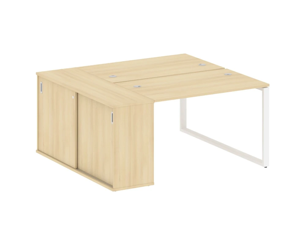 Рабочая станция на О-образном м/к с опорным шкафом-купе 161x147,5x75 Метал Систем / Metal System