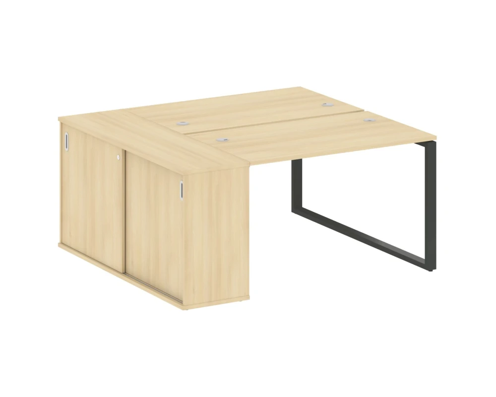 Рабочая станция на О-образном м/к с опорным шкафом-купе 161x147,5x75 Метал Систем / Metal System