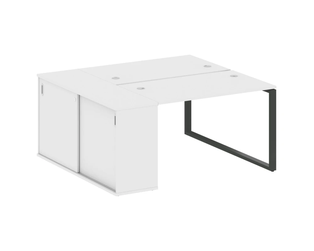 Рабочая станция на О-образном м/к с опорным шкафом-купе 161x147,5x75 Метал Систем / Metal System