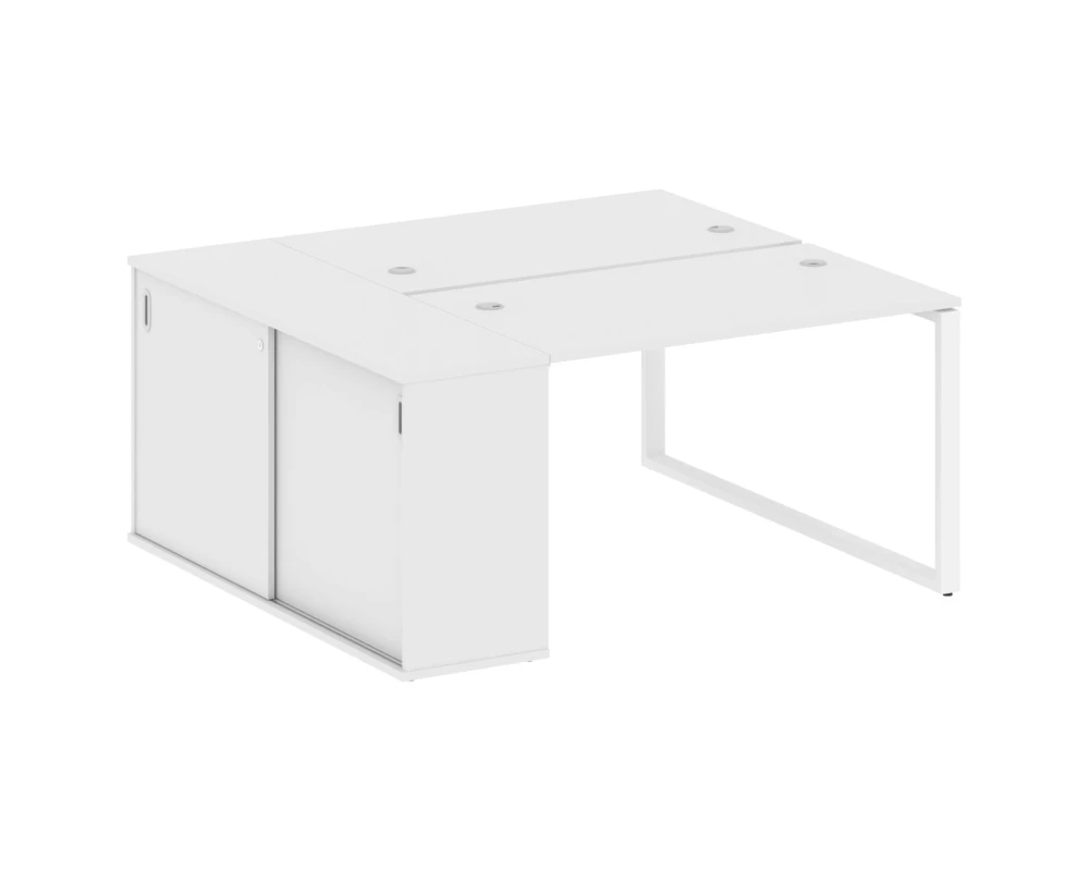 Рабочая станция на О-образном м/к с опорным шкафом-купе 161x147,5x75 Метал Систем / Metal System