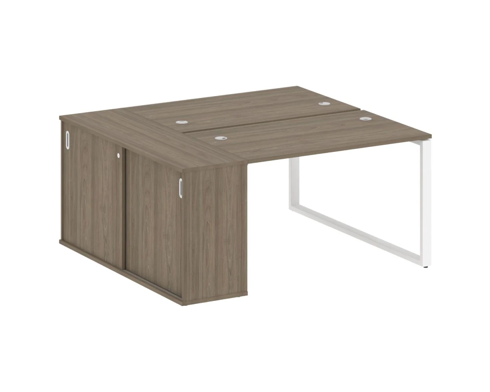 Рабочая станция на О-образном м/к с опорным шкафом-купе 161x147,5x75 Метал Систем / Metal System