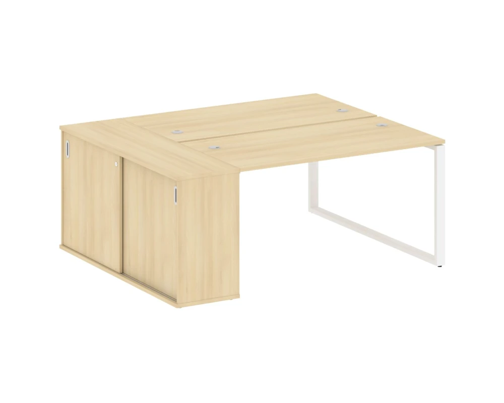 Рабочая станция на О-образном м/к с опорным шкафом-купе 181x147,5x75 Метал Систем / Metal System