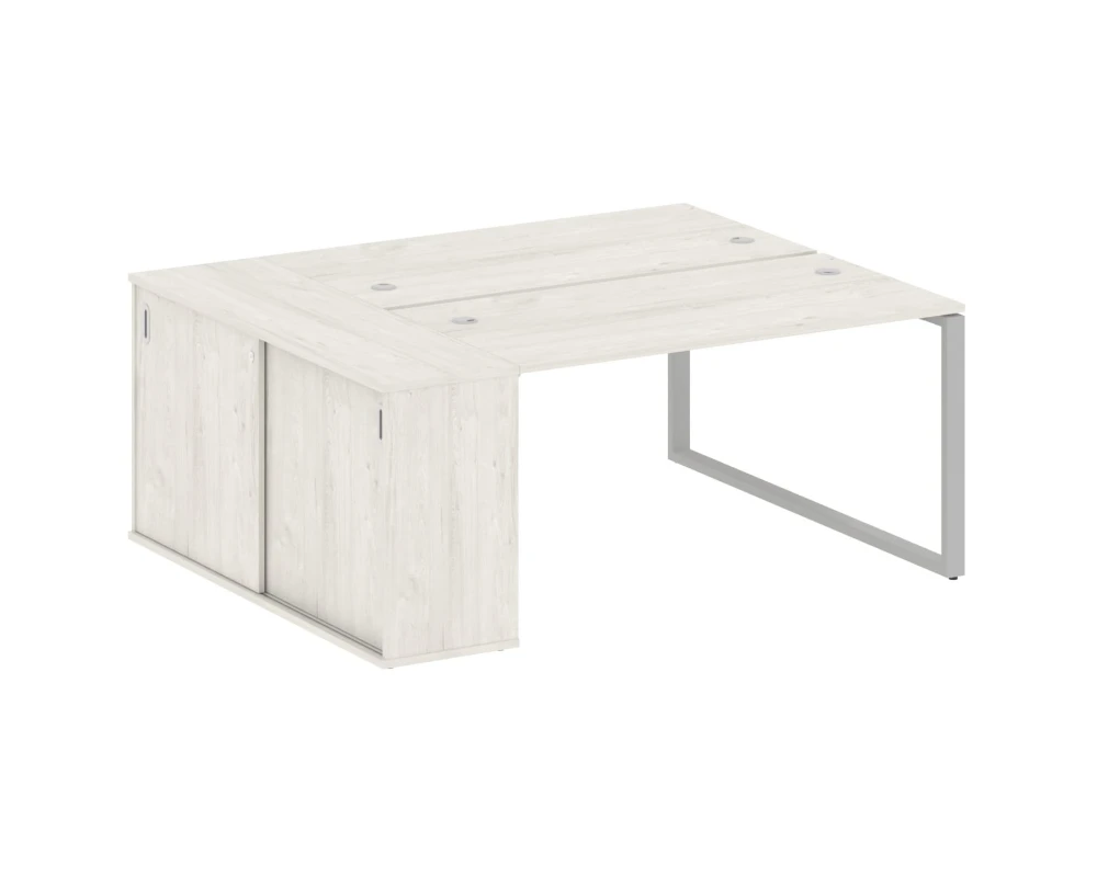 Рабочая станция на О-образном м/к с опорным шкафом-купе 181x147,5x75 Метал Систем / Metal System