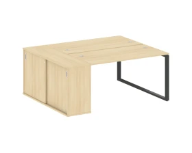 Рабочая станция на О-образном м/к с опорным шкафом-купе 181x147,5x75 Метал Систем / Metal System images