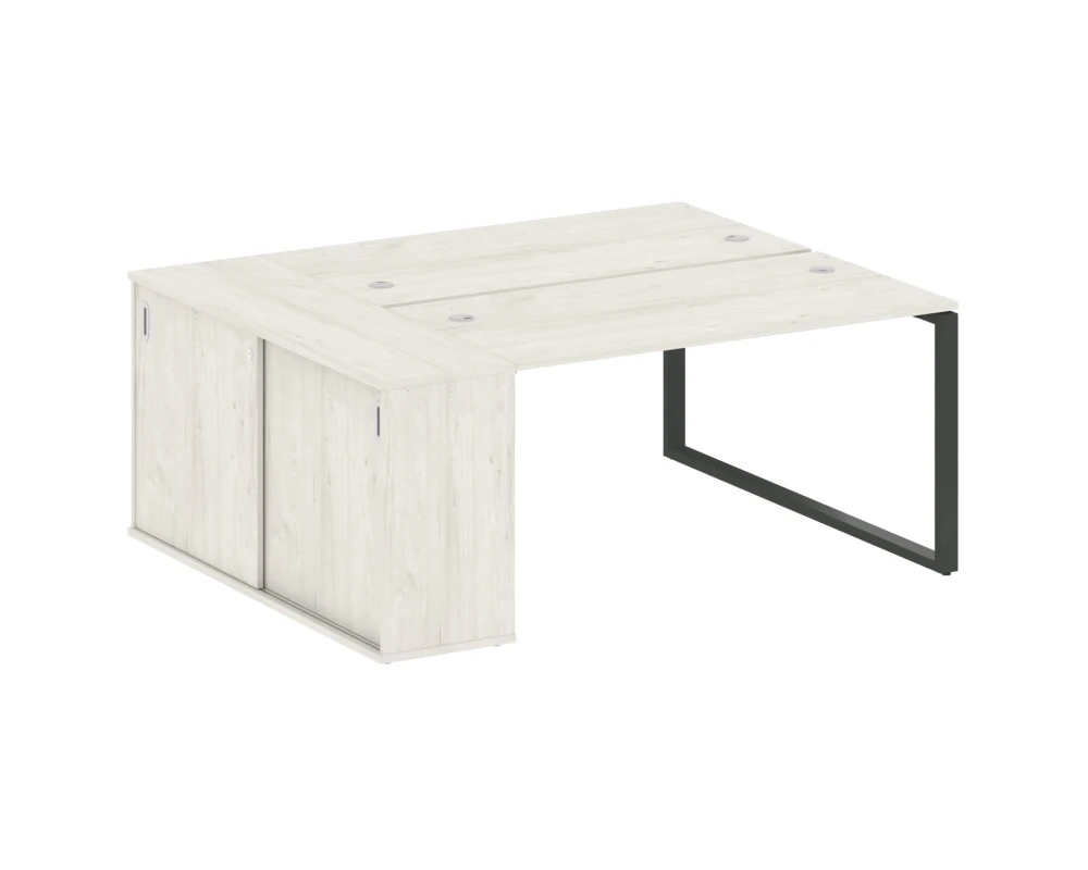 Рабочая станция на О-образном м/к с опорным шкафом-купе 181x147,5x75 Метал Систем / Metal System