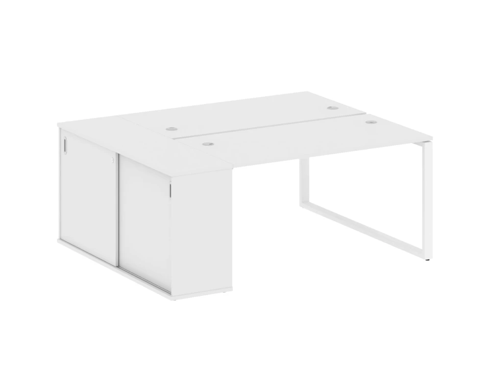 Рабочая станция на О-образном м/к с опорным шкафом-купе 181x147,5x75 Метал Систем / Metal System