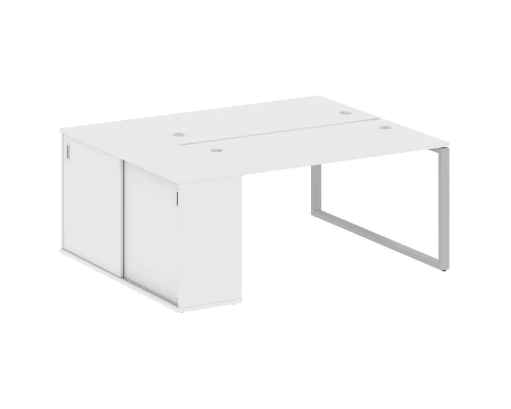 Рабочая станция на О-образном м/к с опорным шкафом-купе 181x147,5x75 Метал Систем / Metal System