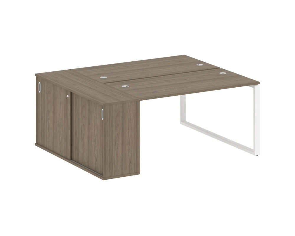 Рабочая станция на О-образном м/к с опорным шкафом-купе 181x147,5x75 Метал Систем / Metal System