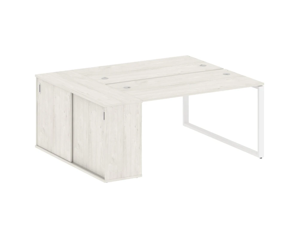 Рабочая станция на О-образном м/к с опорным шкафом-купе 181x147,5x75 Метал Систем / Metal System