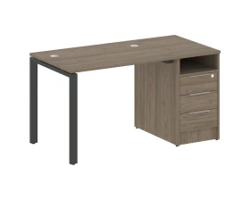 Рабочая станция на П-образном м/к с опорной тумбой 141,2x72x75 Метал Систем / Metal System images