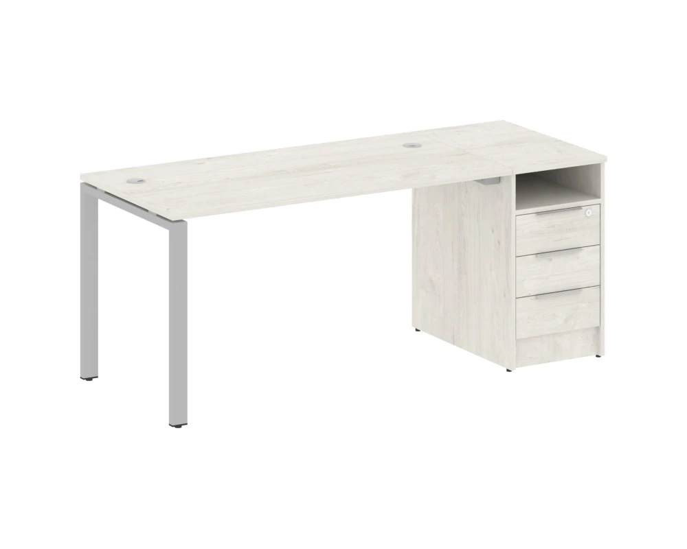 Рабочая станция на П-образном м/к с опорной тумбой 181,2x72x75 Метал Систем / Metal System