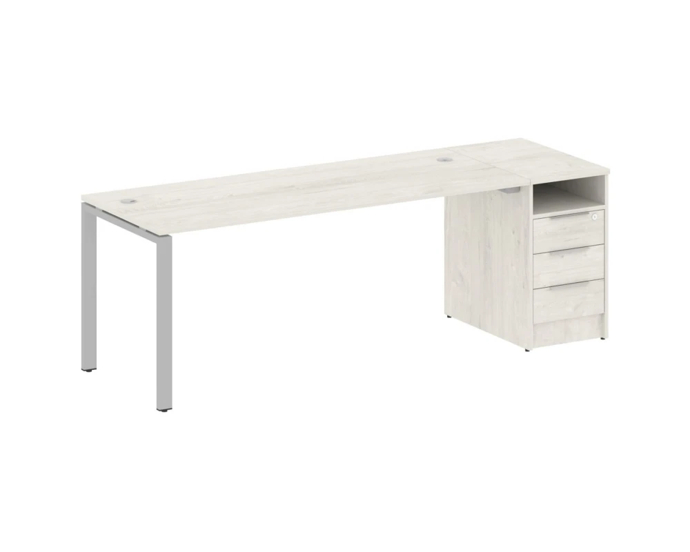 Рабочая станция на П-образном м/к с опорной тумбой 221,2x72x75 Метал Систем / Metal System