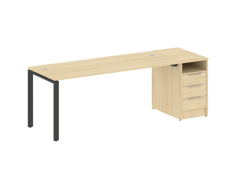 Рабочая станция на П-образном м/к с опорной тумбой 221,2x72x75 Метал Систем / Metal System