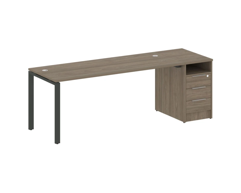 Рабочая станция на П-образном м/к с опорной тумбой 221,2x72x75 Метал Систем / Metal System