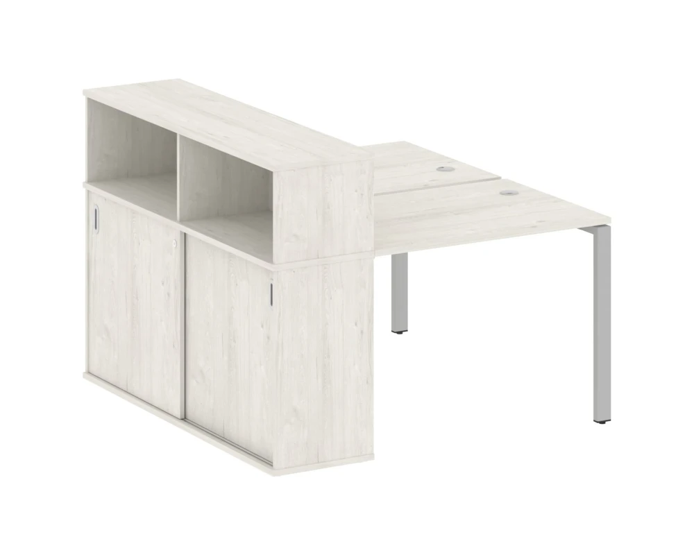 Рабочая станция на П-образном м/к с опорным шкафом-купе 141x147,5x109,8 Метал Систем / Metal System