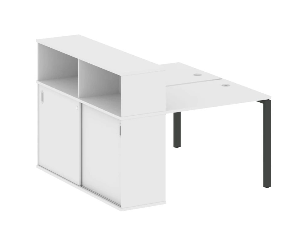 Рабочая станция на П-образном м/к с опорным шкафом-купе 141x147,5x109,8 Метал Систем / Metal System
