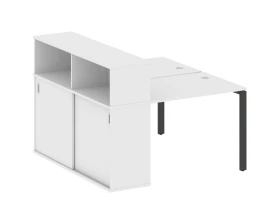 Рабочая станция на П-образном м/к с опорным шкафом-купе 141x147,5x109,8 Метал Систем / Metal System images