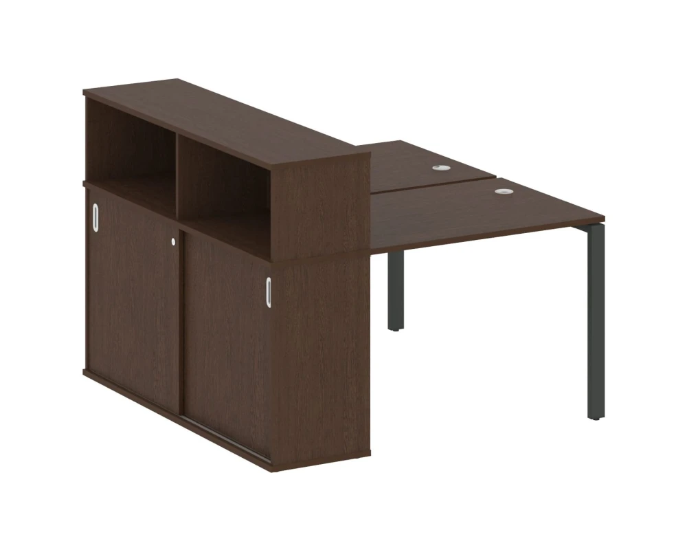 Рабочая станция на П-образном м/к с опорным шкафом-купе 141x147,5x109,8 Метал Систем / Metal System