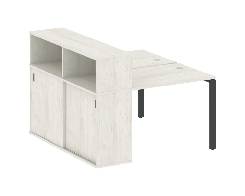 Рабочая станция на П-образном м/к с опорным шкафом-купе 141x147,5x109,8 Метал Систем / Metal System