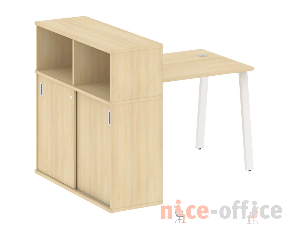 Стол письменный на А-образном м/к с опорным шкафом-купе 141x112x109,8 Метал Систем / Metal System